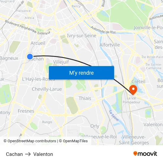Cachan to Valenton map