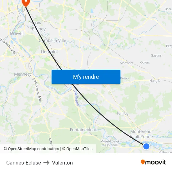 Cannes-Ecluse to Valenton map