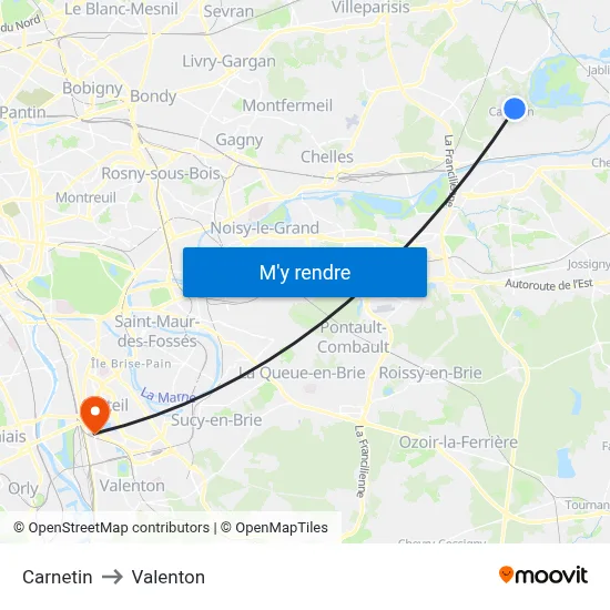 Carnetin to Valenton map