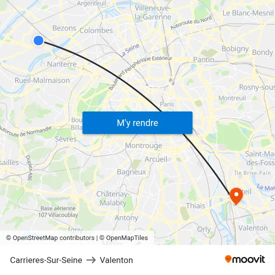 Carrieres-Sur-Seine to Valenton map