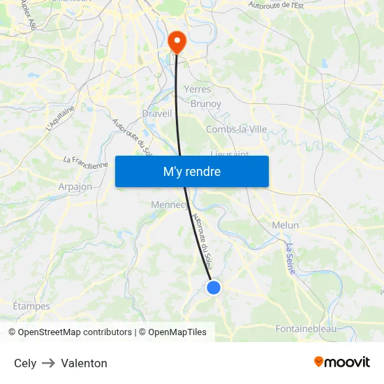 Cely to Valenton map