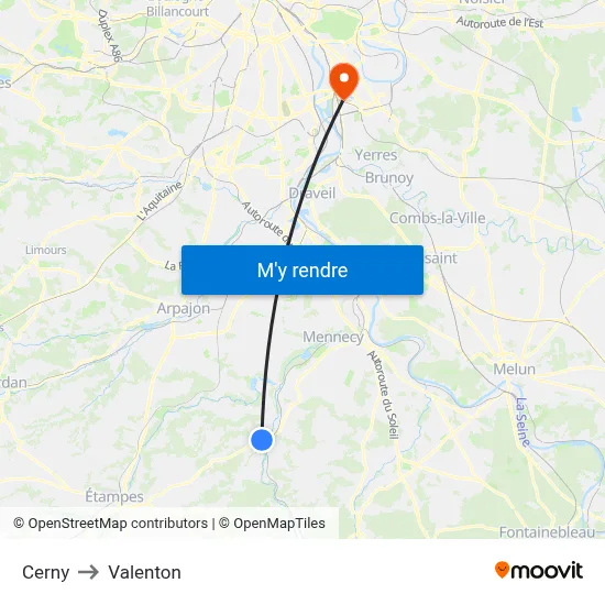 Cerny to Valenton map