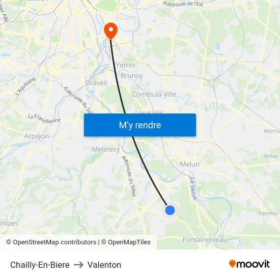 Chailly-En-Biere to Valenton map