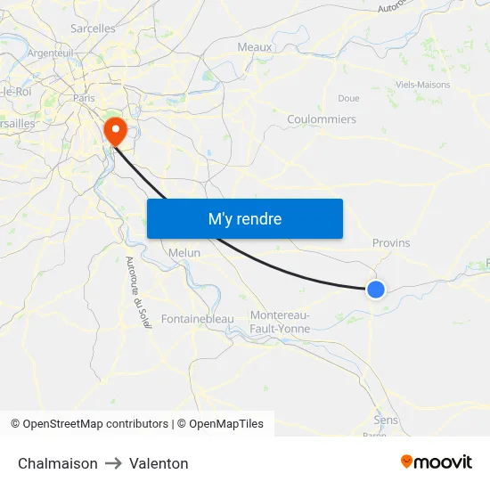 Chalmaison to Valenton map