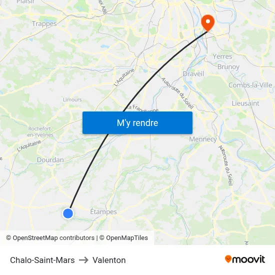 Chalo-Saint-Mars to Valenton map