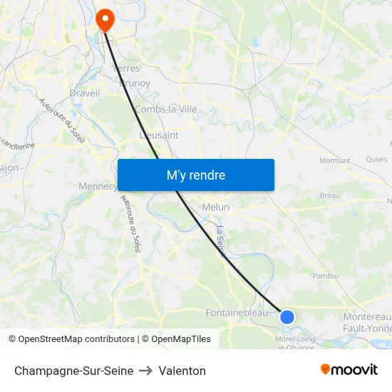 Champagne-Sur-Seine to Valenton map