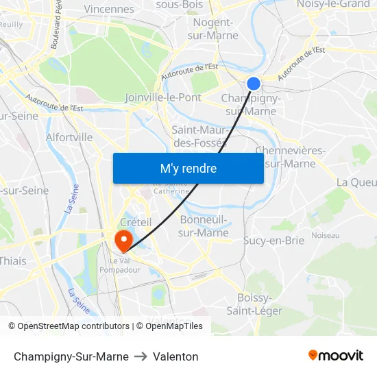 Champigny-Sur-Marne to Valenton map