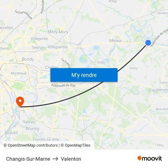 Changis-Sur-Marne to Valenton map