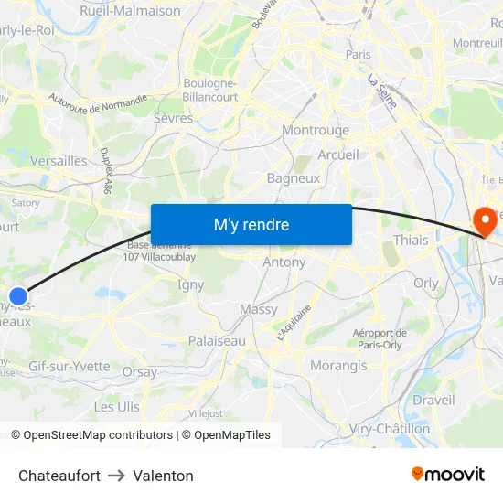 Chateaufort to Valenton map