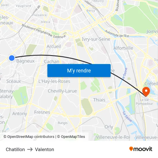 Chatillon to Valenton map