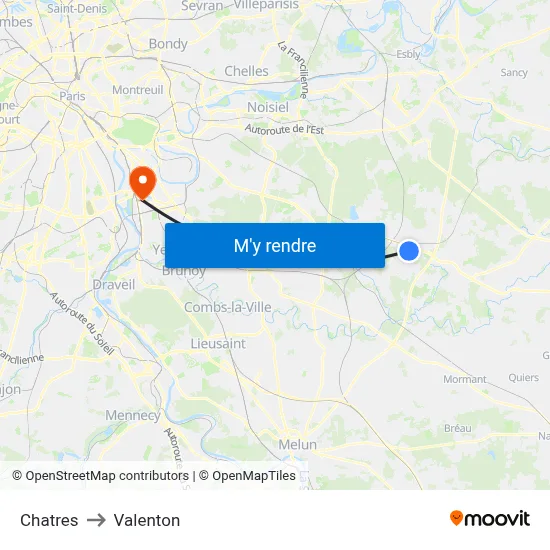 Chatres to Valenton map