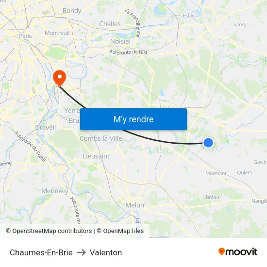 Chaumes-En-Brie to Valenton map