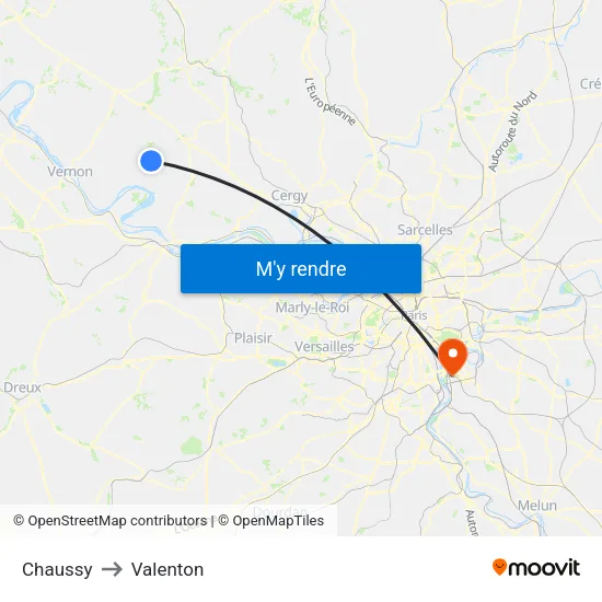 Chaussy to Valenton map