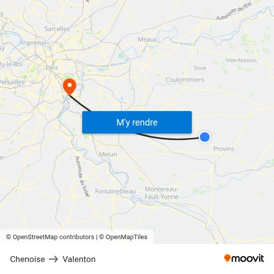Chenoise to Valenton map
