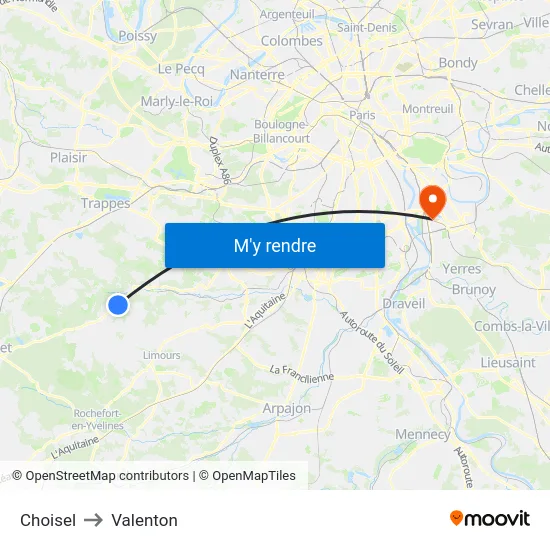 Choisel to Valenton map