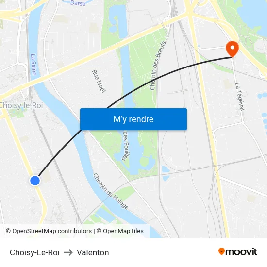 Choisy-Le-Roi to Valenton map