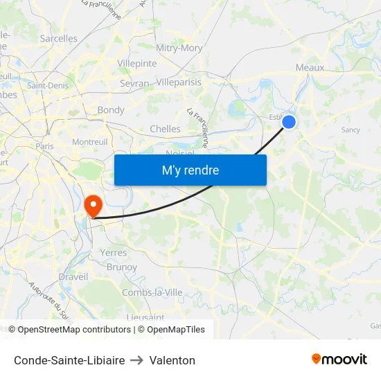 Conde-Sainte-Libiaire to Valenton map