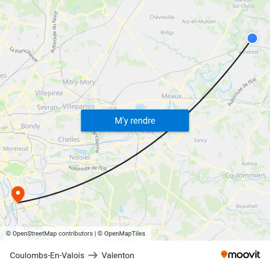 Coulombs-En-Valois to Valenton map