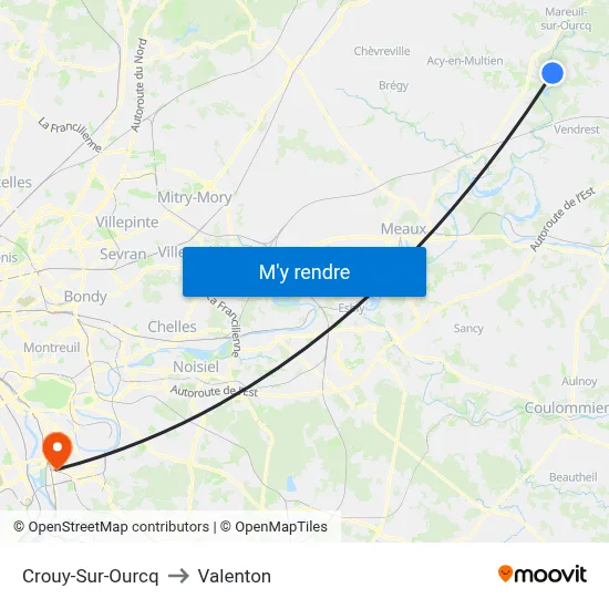 Crouy-Sur-Ourcq to Valenton map