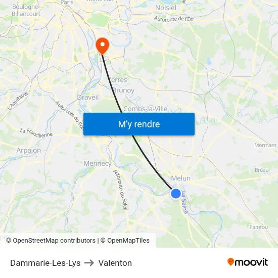 Dammarie-Les-Lys to Valenton map