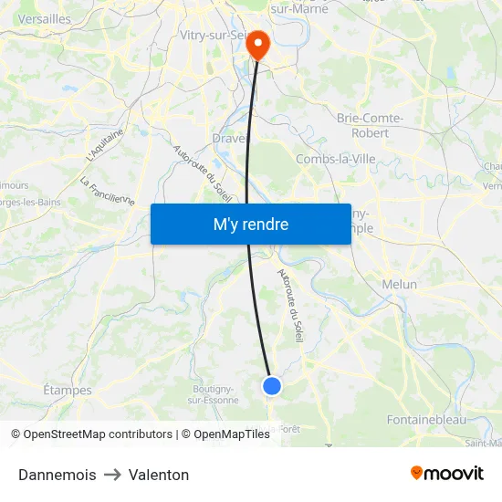 Dannemois to Valenton map