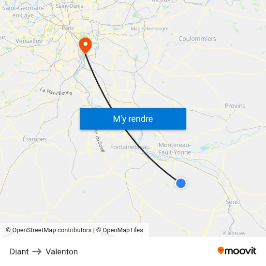 Diant to Valenton map