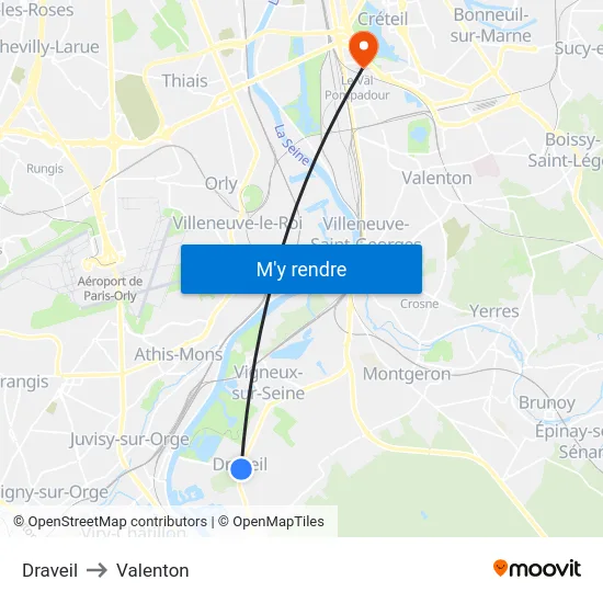 Draveil to Valenton map
