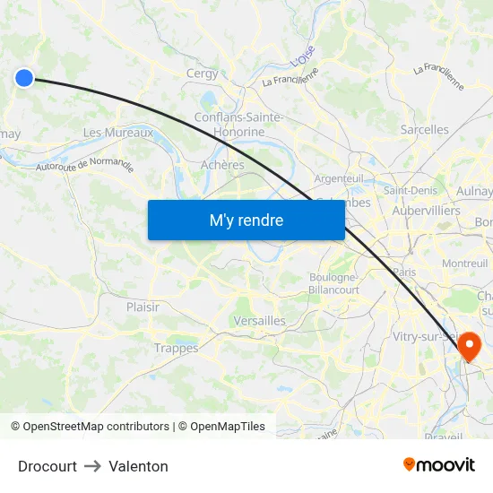 Drocourt to Valenton map