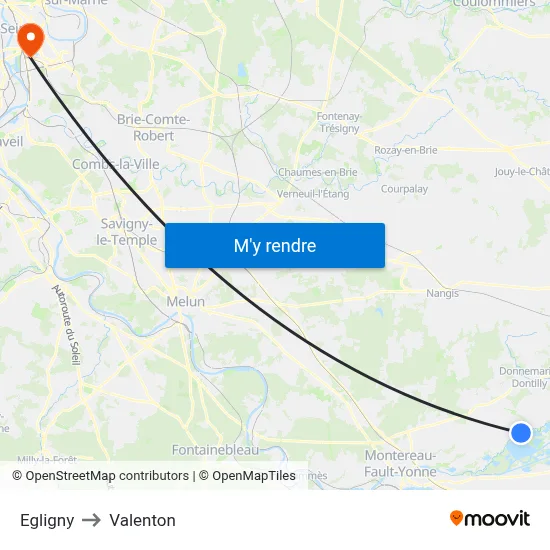 Egligny to Valenton map
