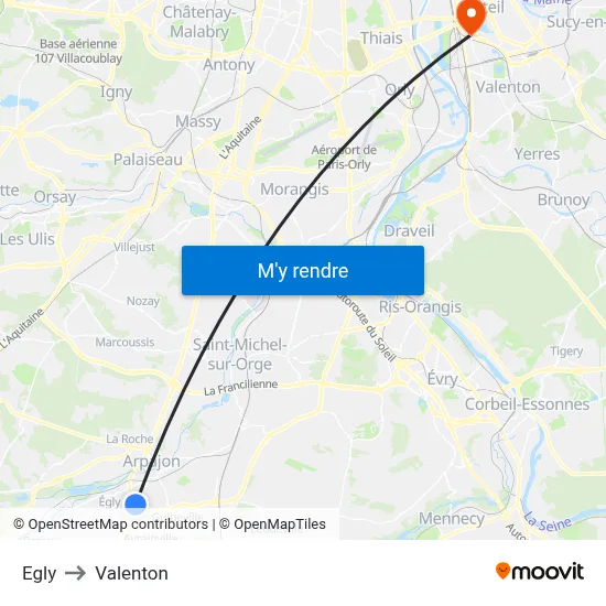 Egly to Valenton map