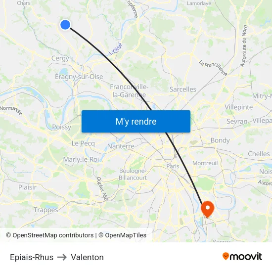 Epiais-Rhus to Valenton map