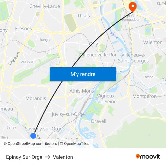 Epinay-Sur-Orge to Valenton map