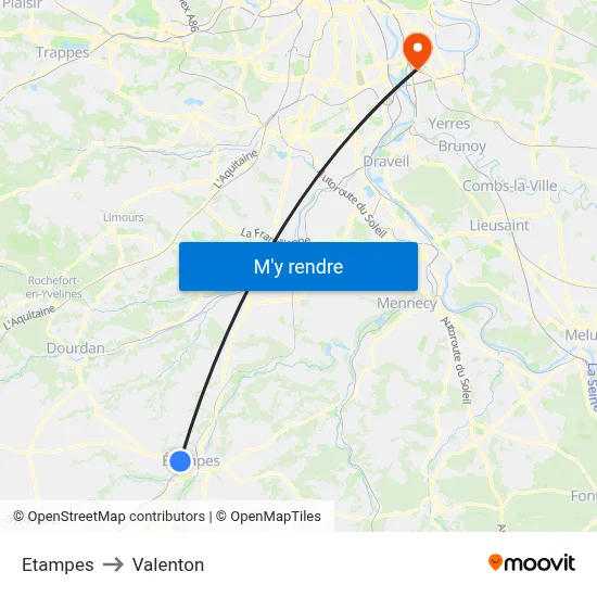 Etampes to Valenton map