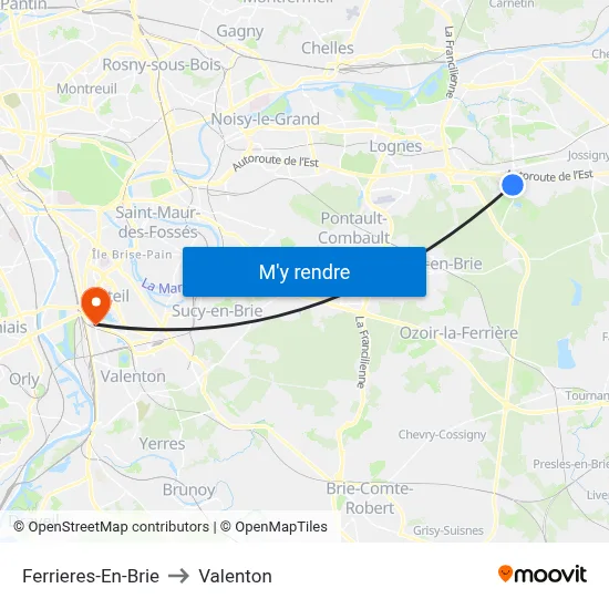 Ferrieres-En-Brie to Valenton map