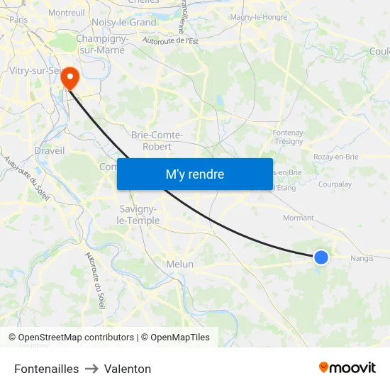 Fontenailles to Valenton map