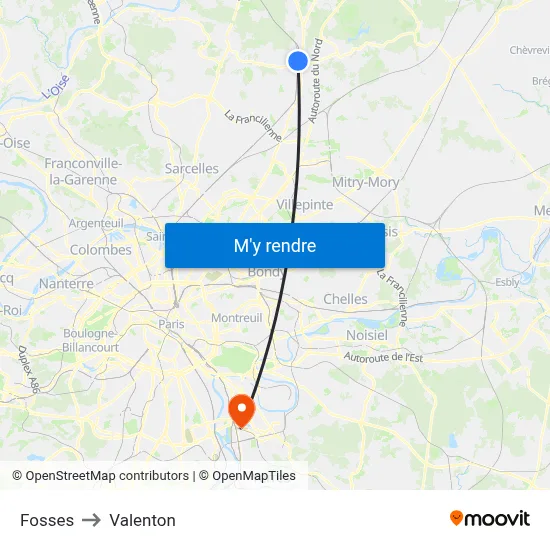 Fosses to Valenton map