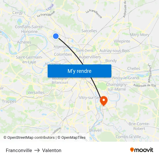 Franconville to Valenton map