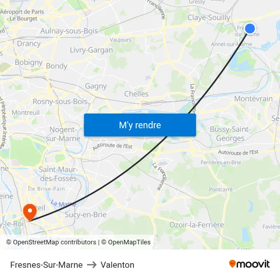 Fresnes-Sur-Marne to Valenton map