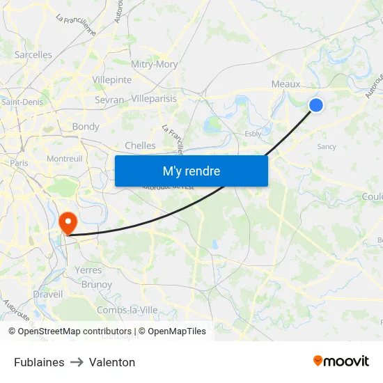 Fublaines to Valenton map