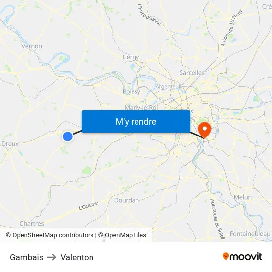 Gambais to Valenton map