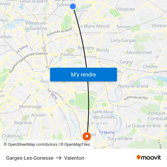 Garges-Les-Gonesse to Valenton map