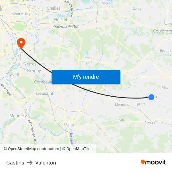 Gastins to Valenton map