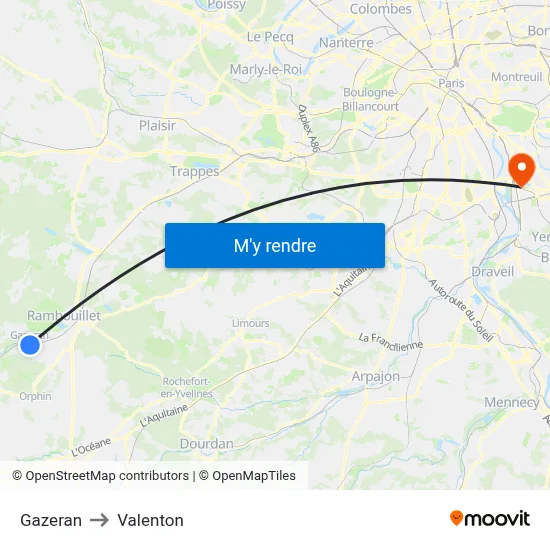 Gazeran to Valenton map