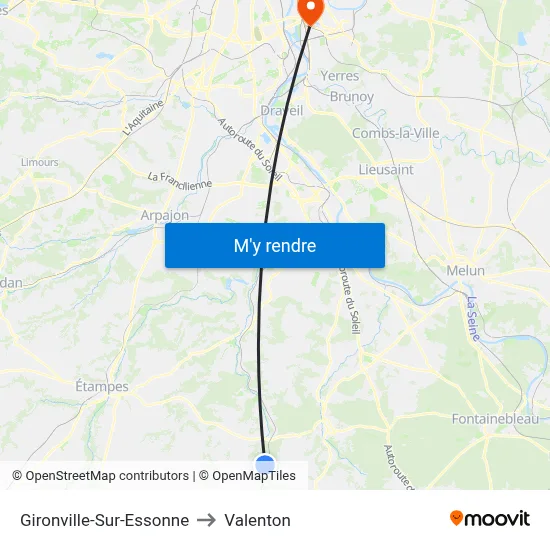 Gironville-Sur-Essonne to Valenton map