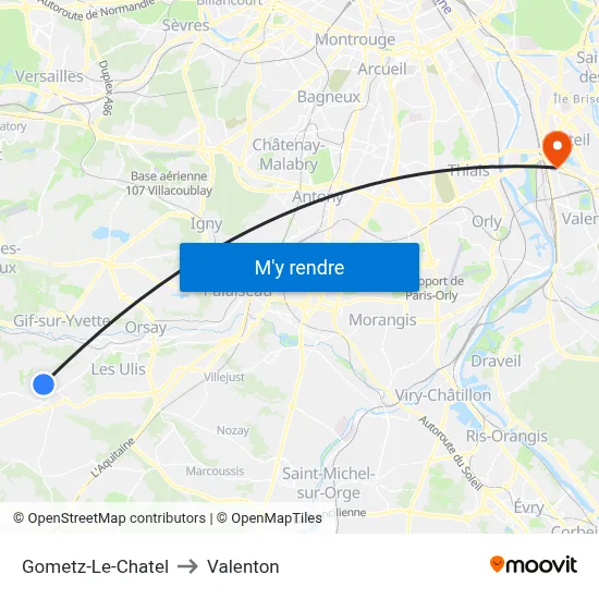 Gometz-Le-Chatel to Valenton map