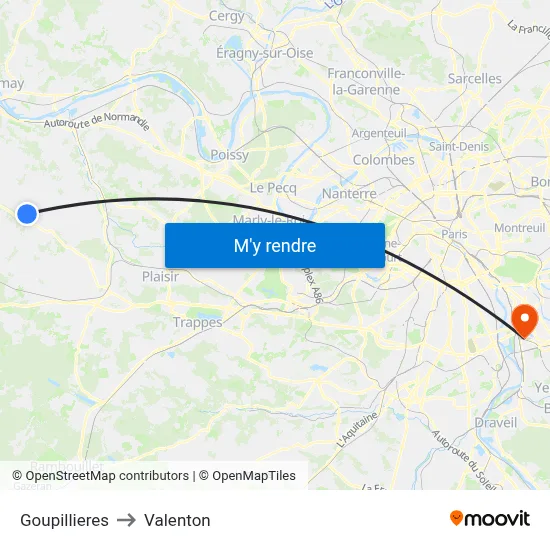 Goupillieres to Valenton map