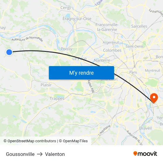Goussonville to Valenton map