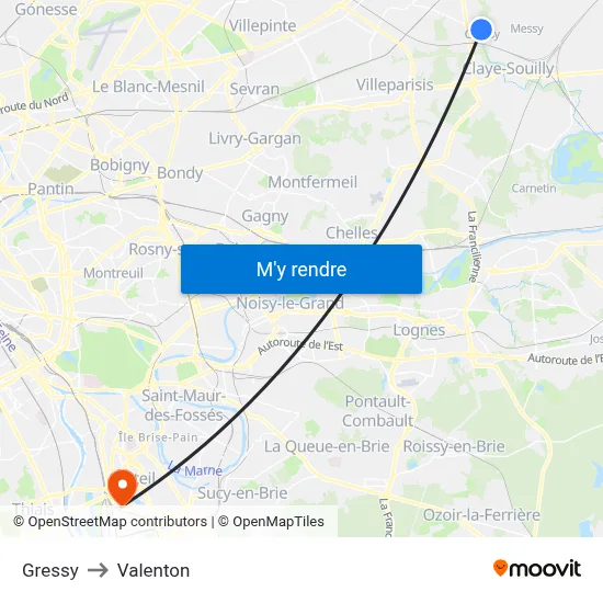 Gressy to Valenton map