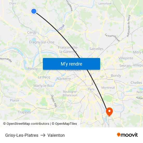 Grisy-Les-Platres to Valenton map