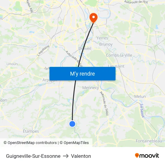 Guigneville-Sur-Essonne to Valenton map